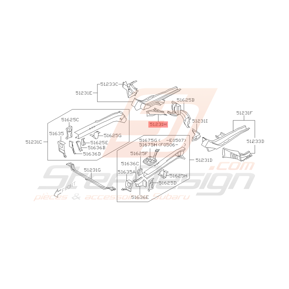 Cadre De Plancher Avant Droit Origine Subaru Wrx Sti Stef