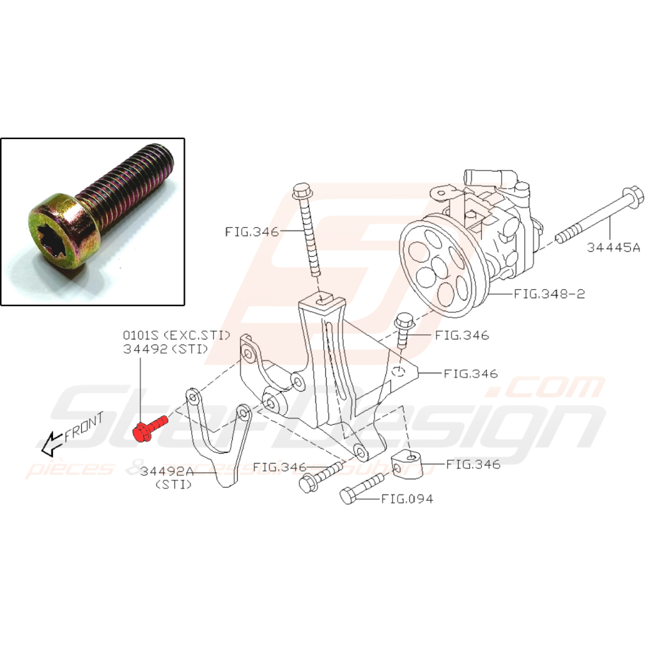 Vis De Support De Pompe De Direction Assist Pour Subaru Impreza Sti