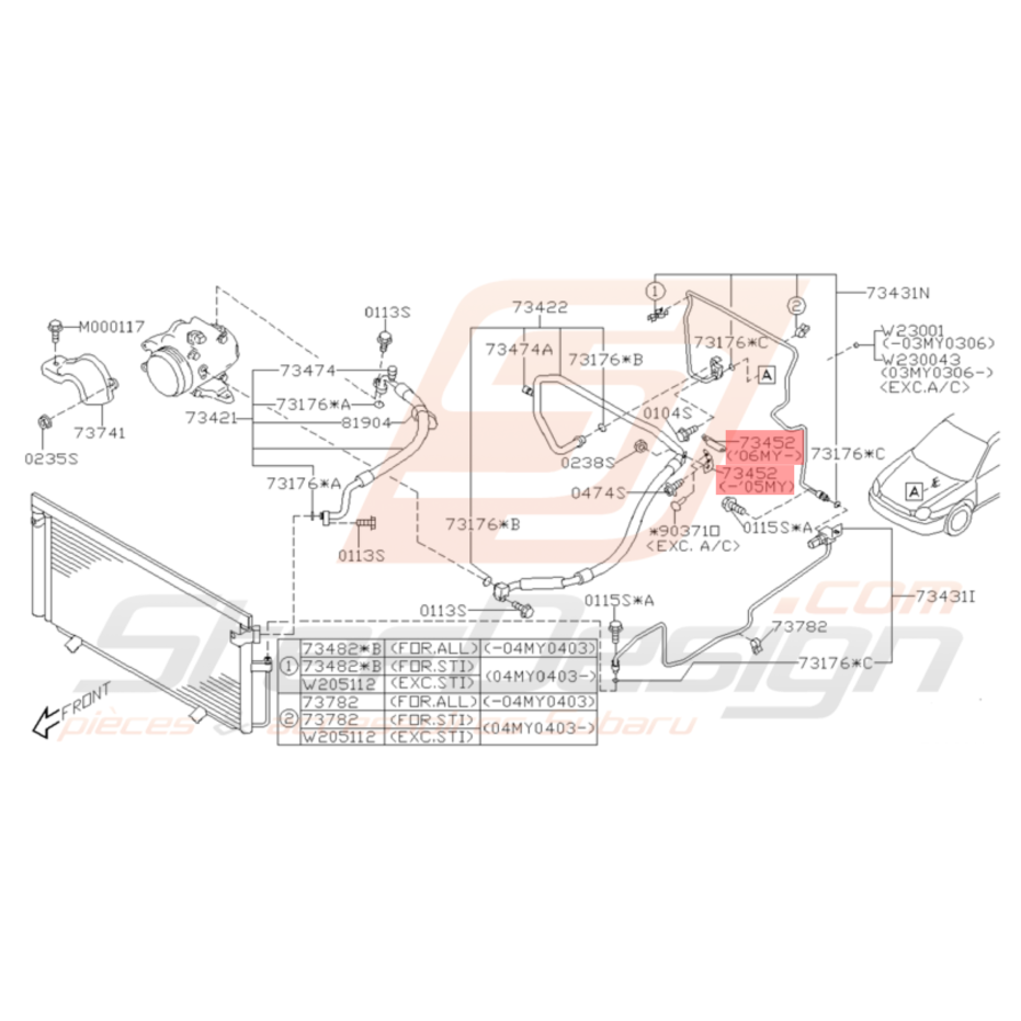 Support Origine Subaru WRX STI 2006 2007 Stef Design