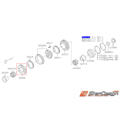 Pignon 5 boite 6 vitesses SUBARU STI 02-07