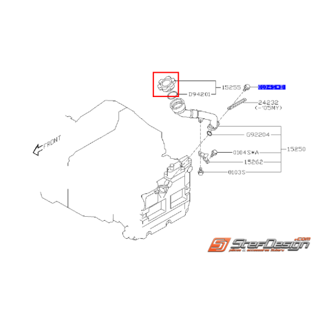 Bouchon remplissage d'huile SUBARU WRX/STI de 2001 à 31/03/2003