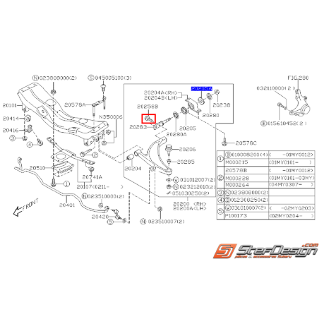 Boulon fixation d'axe triangle alu origine STI 01-07