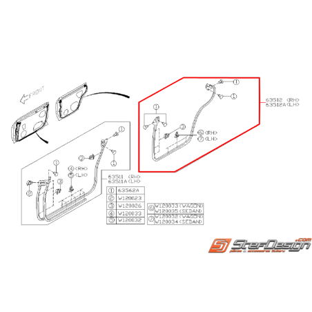 Joint d'étanchéité inférieur porte arrière WRX/STI 01-07