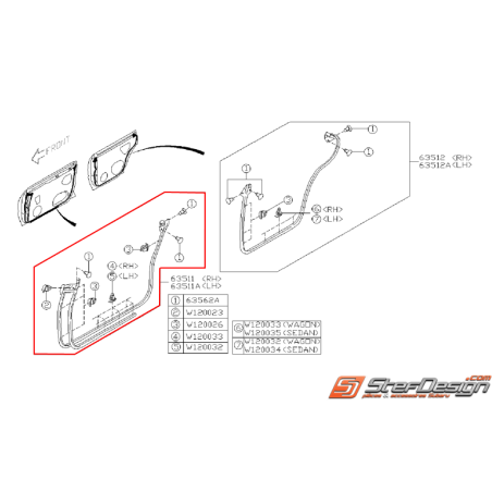 Joint d'étanchéité inférieur porte avant subaru SUBARU WRX/STI 01-07