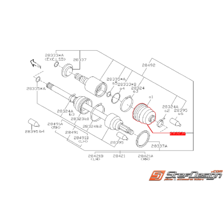 Soufflet de cardant ORIGINE SUBARU côté pont WRX 06-11