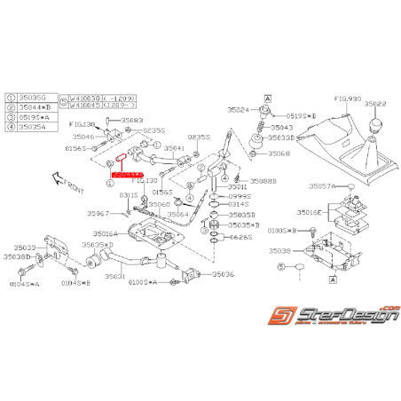 Entretoise levier de vitesse boite 6 subaru STI 06-07