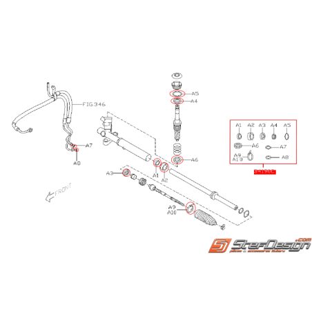 Kit réparation joints de boitier crémaillère direction STI 12-14