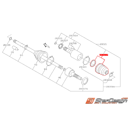 Soufflet de cardan avant SUBARU côté boite STI 08-18