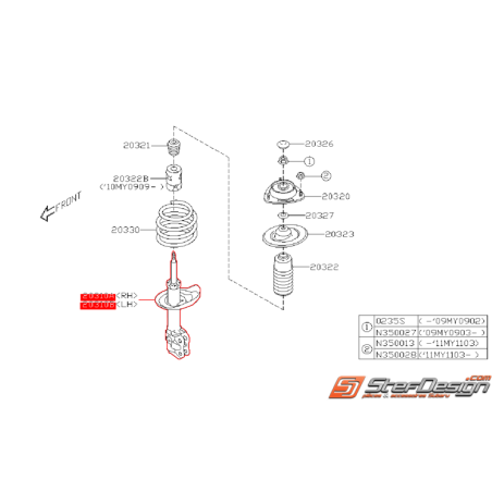 Amortisseur avant origine subaru WRX 2010