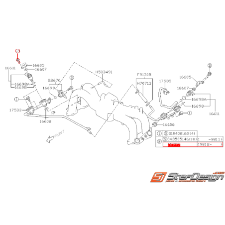 Vis de fixation de capuchon d'injecteur et de régulateur GT 99-00