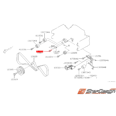 Vis de guide de courroie centrale GT 97-00 WRX/STI 01-07