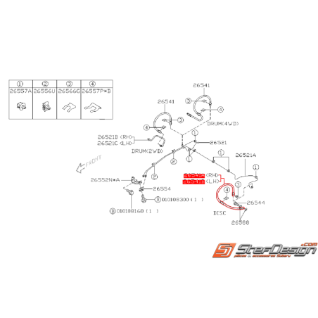 Durite de frein arrière origine subaru STI 04-07