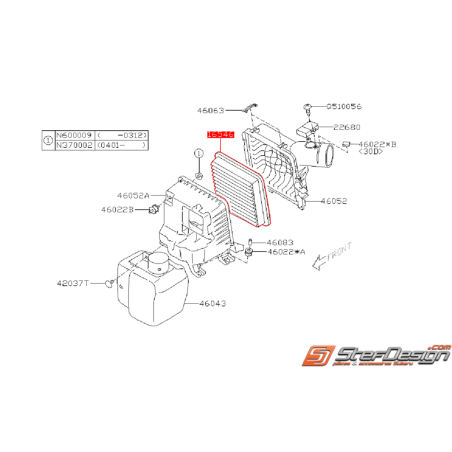 Filtre a air origine subaru Legacy 04-05