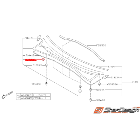 Clips de baie de pare brise WRX/STI 01-07