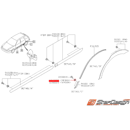 Clips de protection de roue WRX/STI 01-07