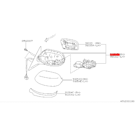 Rétroviseur origine avec vitre dégivrante subaru STI 08-10