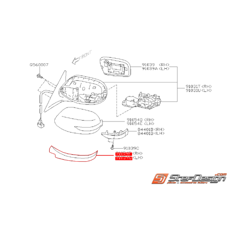 Couvercle inférieur rétroviseur SUBARU STI 08-10