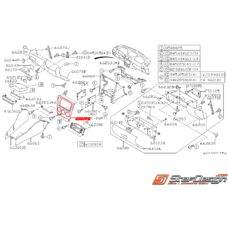 Garniture de console radio SUBARU WRX/STI 2006