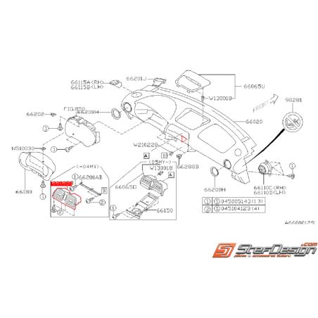 Aérateur centrale SUBARU WRX/STI 05-07