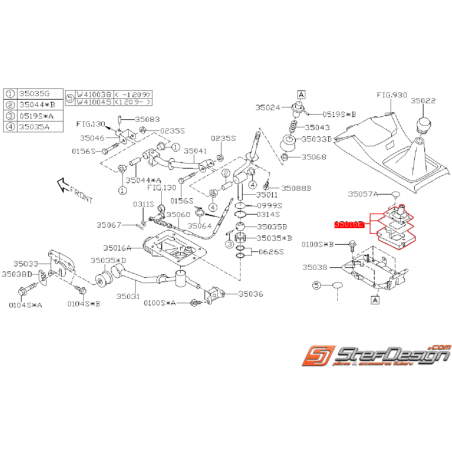 Soufflet et isolateur de levier de vitesse SUBARU STI 08-14