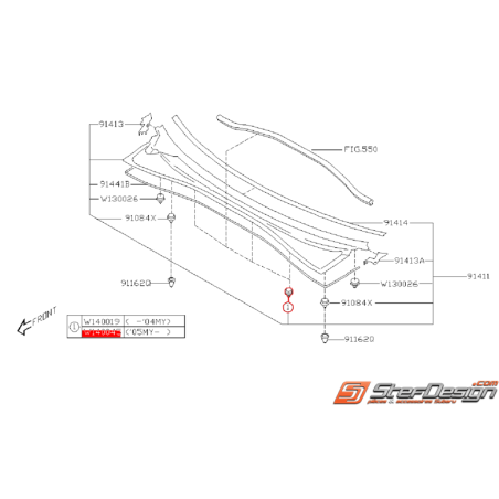 Clips de fixation de baie de pare brise STI 05-07