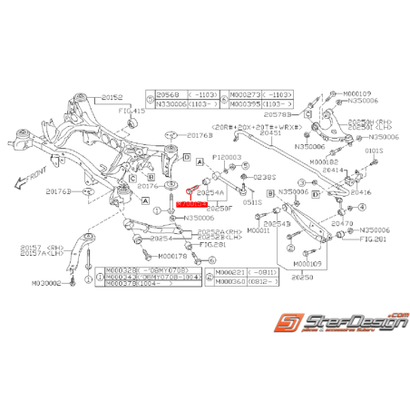 Vis excentrique de tirants arrières origine WRX/STI 08-14 