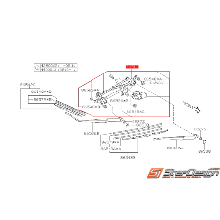 Moteur et mécanisme d’essuie glace SUBARU WRX/STI 08-14