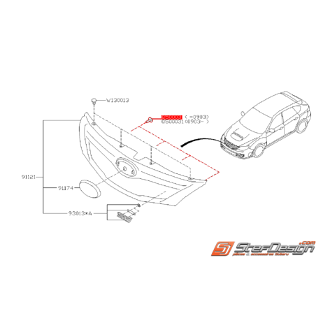 Vis de fixation de calandre WRX/STI de 2008 au 03/2009