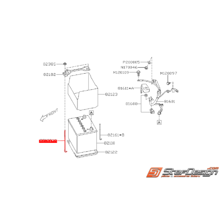 Fixation latérale de batterie WRX/STI 08-14