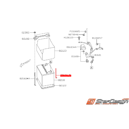 Fixation de batterie latérale SUBARU WRX/STI 08-14