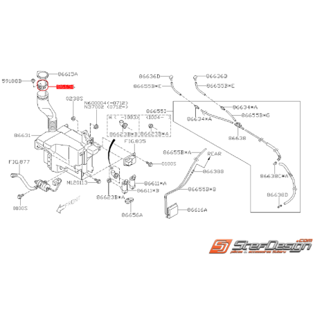 Goulotte de remplissage de bocal de lave-glace WRX/STI 08-10