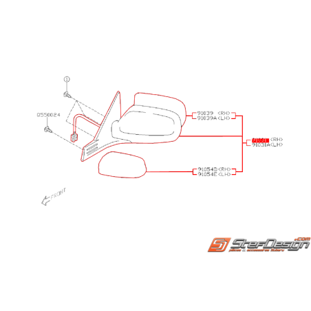 Rétroviseur origine SUBARU STI 03-07