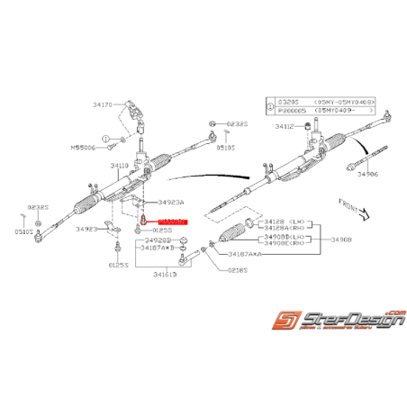 Vis de fixation de renfort crémaillère de direction SUBARU WRX/STI 05-07