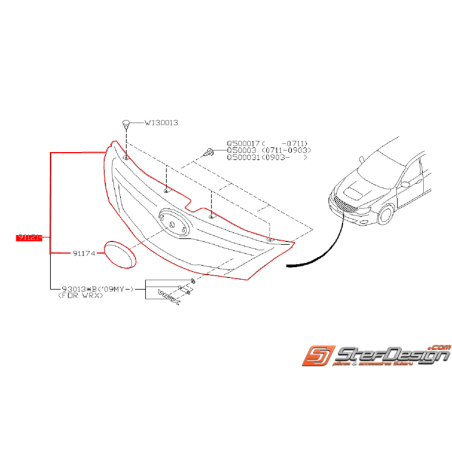 Calandre complète SUBARU WRX 2.0R 2009