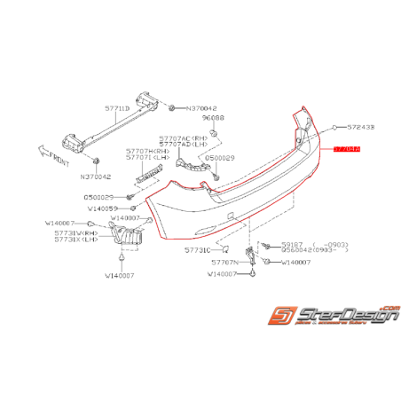 Pare choc arrière SUBARU WRX Diesel/2.0R/1.5R/2.0TD 08-10