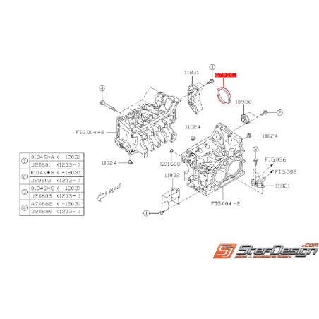 Joint spi arrière de vilebrequin SUBARU BRZ / TOYOTA GT 86