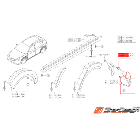 Élargisseur de pare choc arrière SUBARU WRX 2008 Diesel 