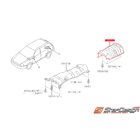 Protection pare-chaleur d'échappement arrière SUBARU WRX/STI 02-07