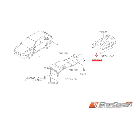 Vis de fixation de tôle pare chaleur d'échappement WRX/STI 01-07