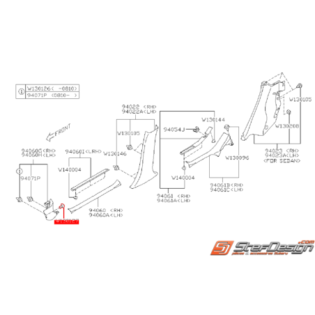 Clips de fixation de moquette avant SUBARU WRX/STI 08-14