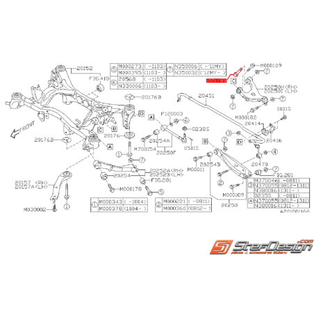 Vis de fixation de bras arrière WRX/STI 08-14