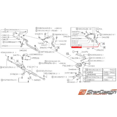 Joint torique de durite de crémaillère de direction SUBARU STI  /P1 / TYPE R