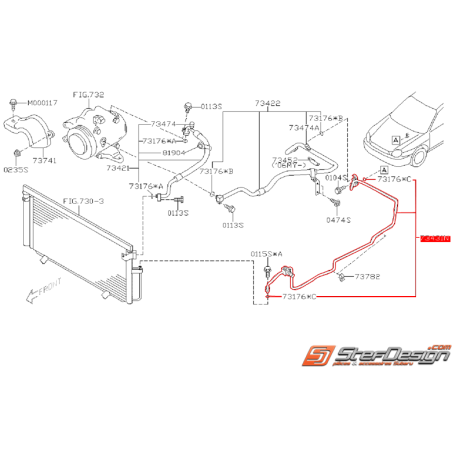 Durite rigide de climatisation RHD (Conduite a droite) SUBARU WRX/STI 01-07