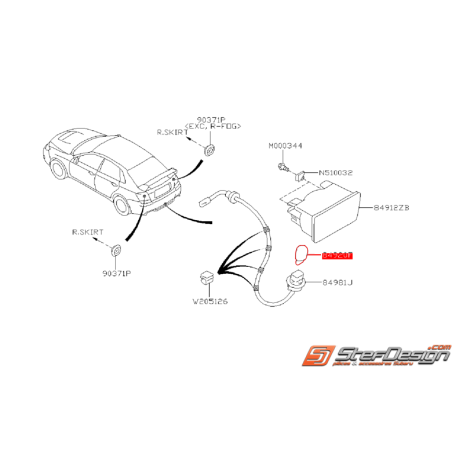 ampoule central de feu de recul subaru brz