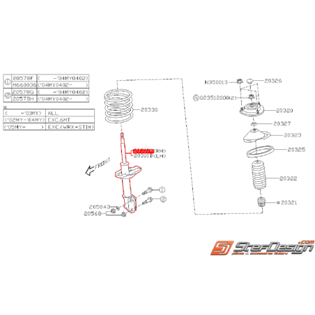 Amortisseur avant origine SUBARU WRX 2003 Break