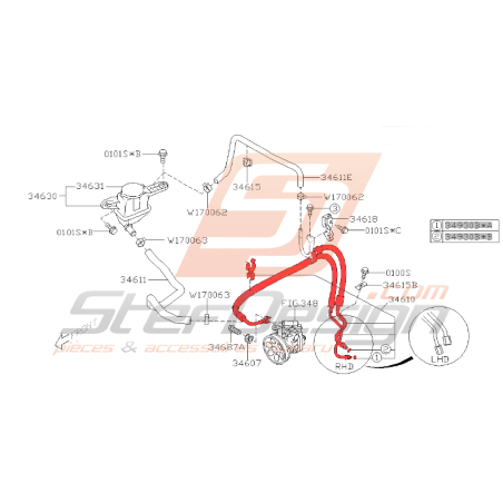 Durite de direction assistée pour subaru WRX 2008