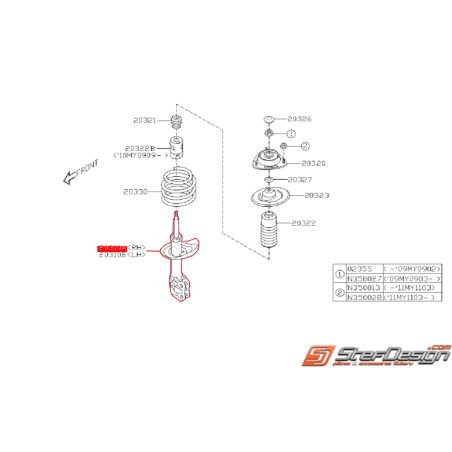 Amortisseur avant origine SUBARU WRX 2008 Diesel