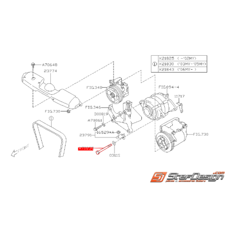 Axe d'alternateur origine SUBARU GT 93 - 00 WRX/STI 01-07