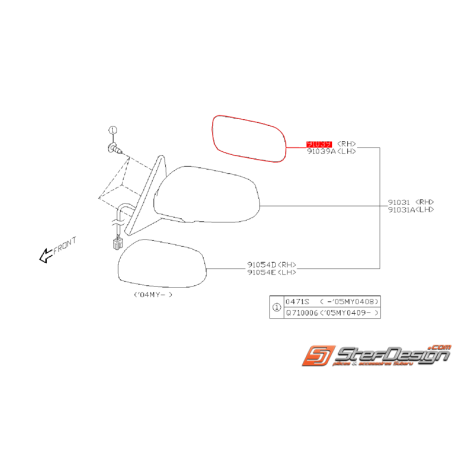 Vitre de rétroviseur dégivrante SUBARU FORESTER 2002 ATMO