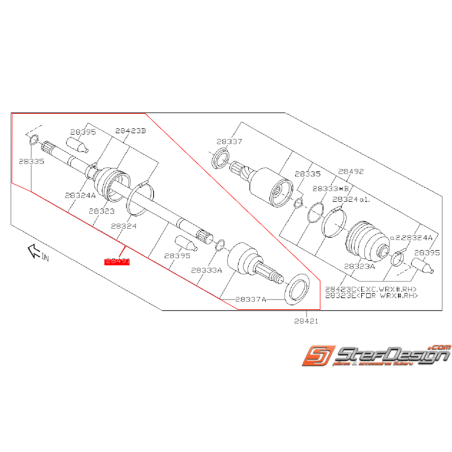 Demi cardan arrière origine SUBARU STI 2008-2010